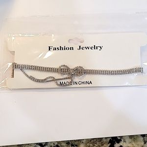 Rhinestone bow choker necklace NWT
